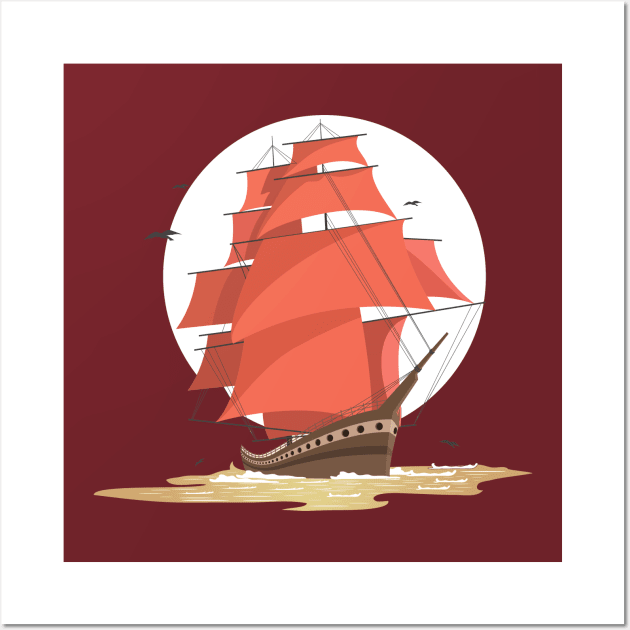 Ship Sailing Wall Art by Mako Design 